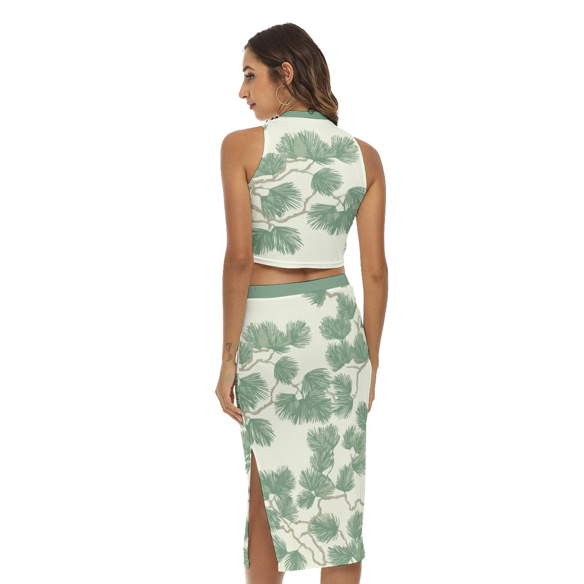 All-Over Print Women's Tank Top & Split High Skirt Set