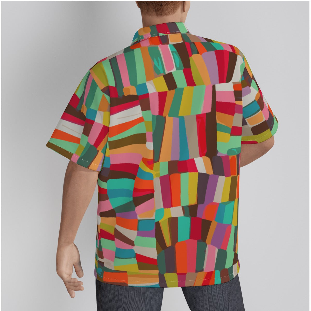 All-Over Print Men's Hawaiian Shirt With Button Closure