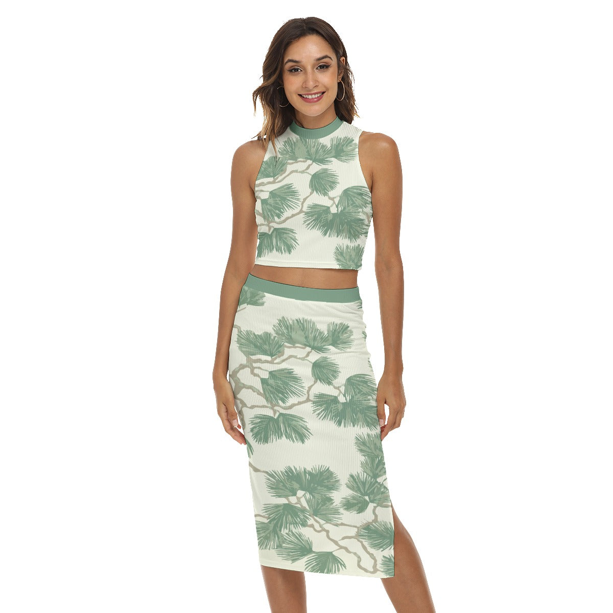 All-Over Print Women's Tank Top & Split High Skirt Set