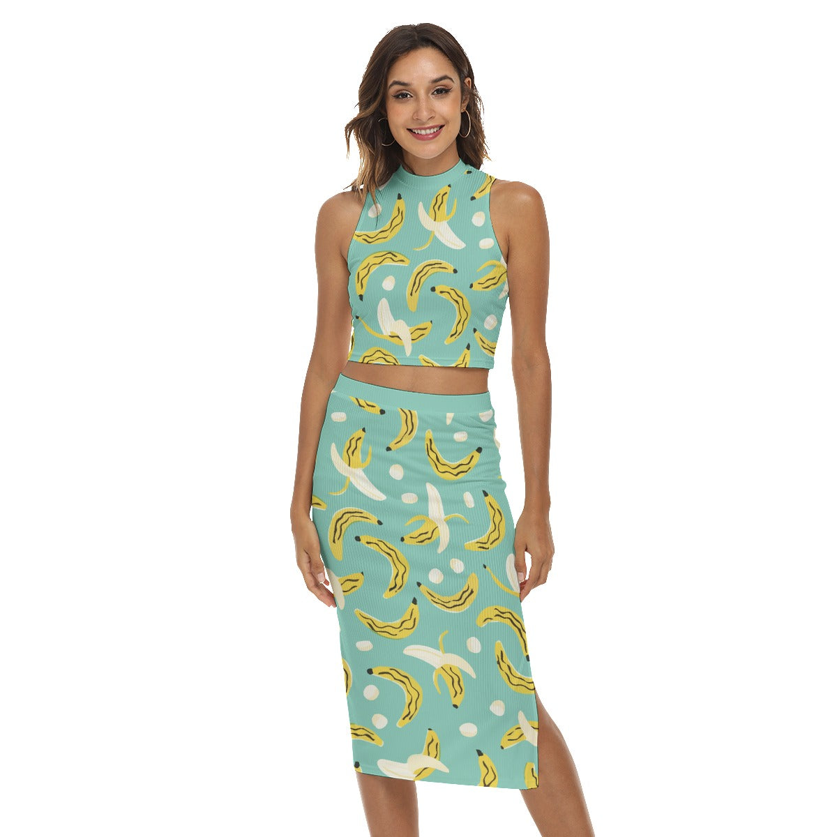 All-Over Print Women's Tank Top & Split High Skirt Set