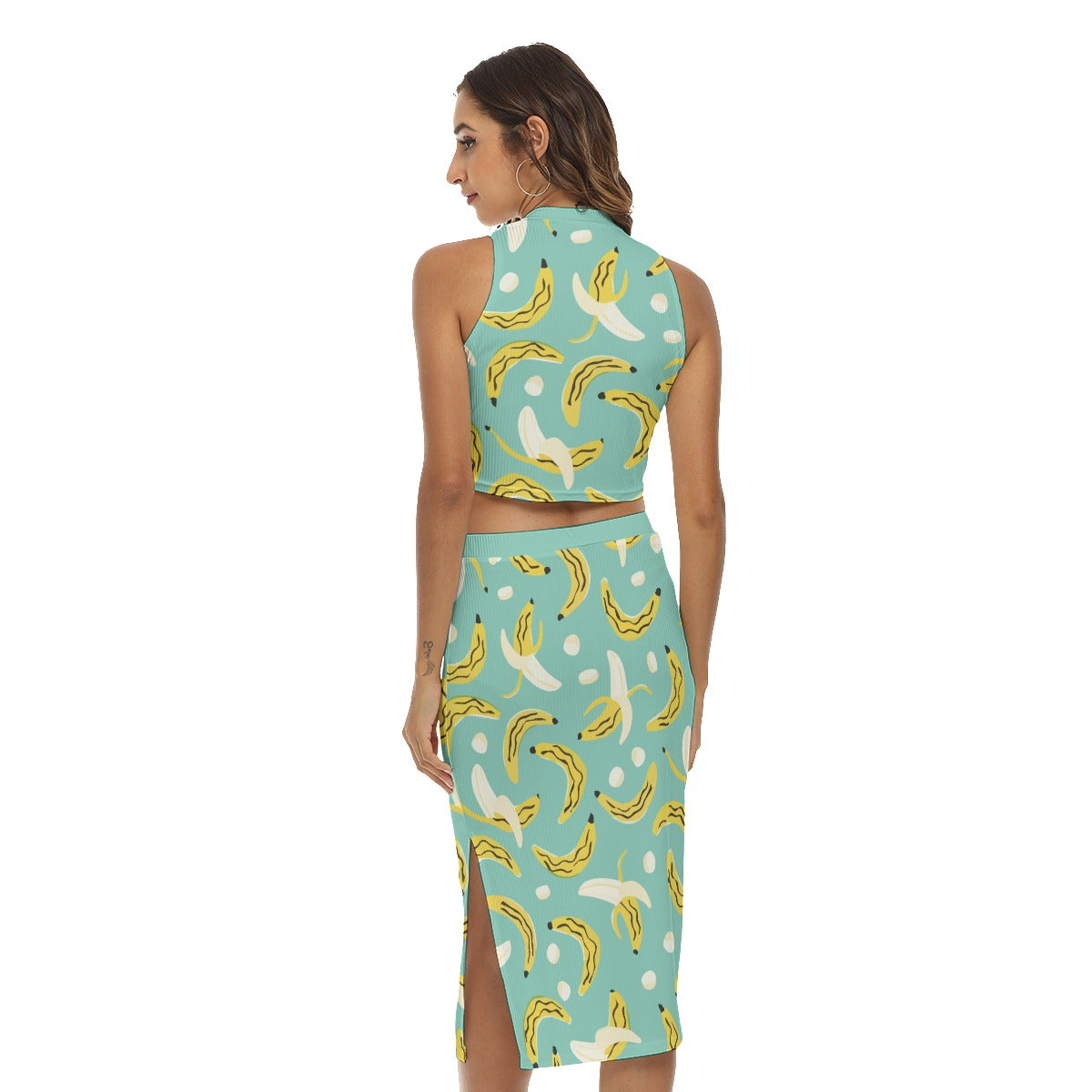 All-Over Print Women's Tank Top & Split High Skirt Set